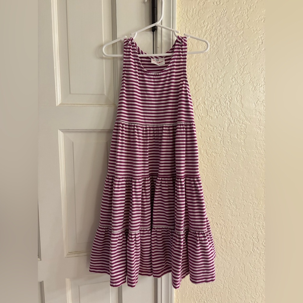 Hanna Andersson Girls Twirly Purple & White Stripe Cotton Dress 110